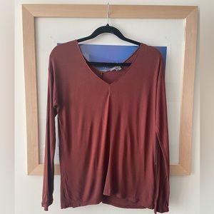 VINCE Long Sleeve Double V-Neck Top